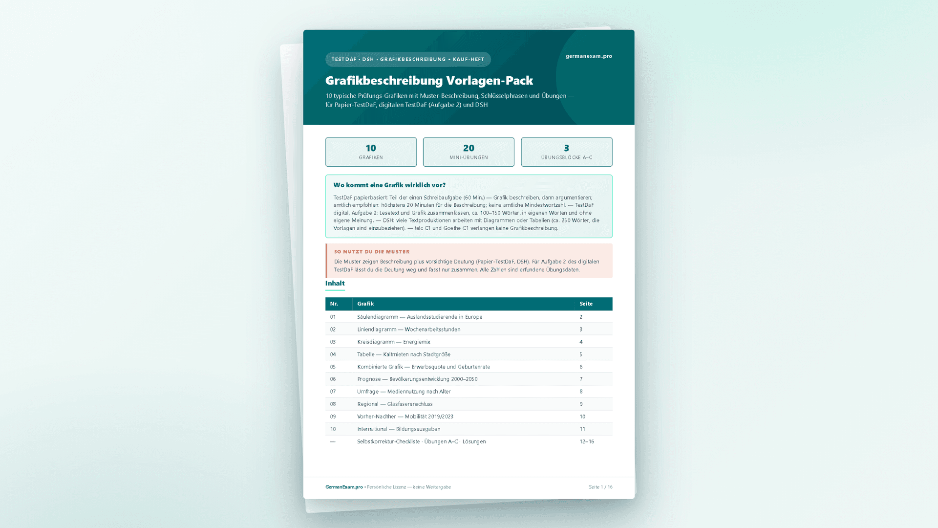 Grafikbeschreibung TestDaF/DSH - Vorlagen-Pack
